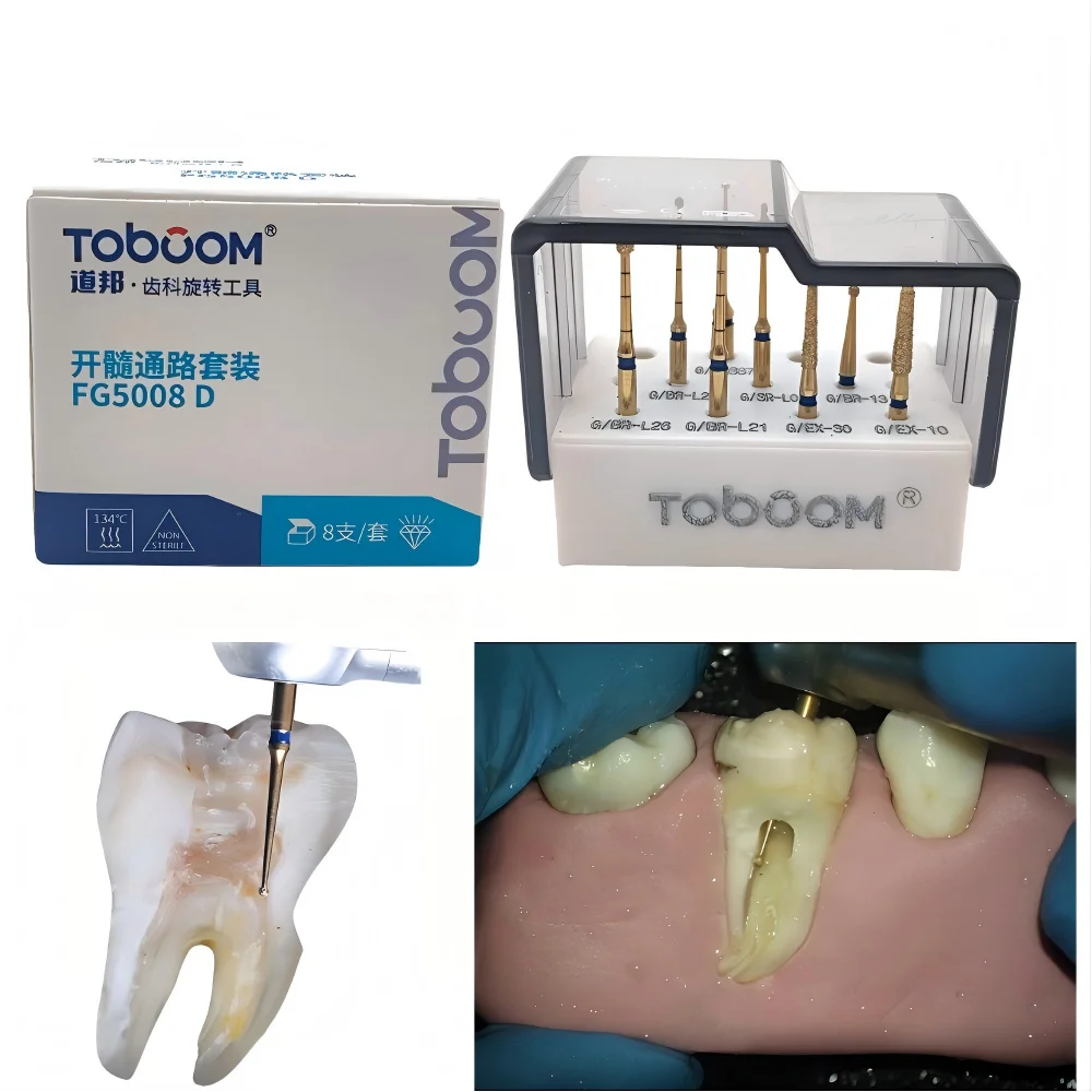 

Dental Pulpotomy Endodontic Access Cavity Burs Kit Root Canal Access Opening Burs Tools Access Open Pulp Cavity Bur Kit FG5008D