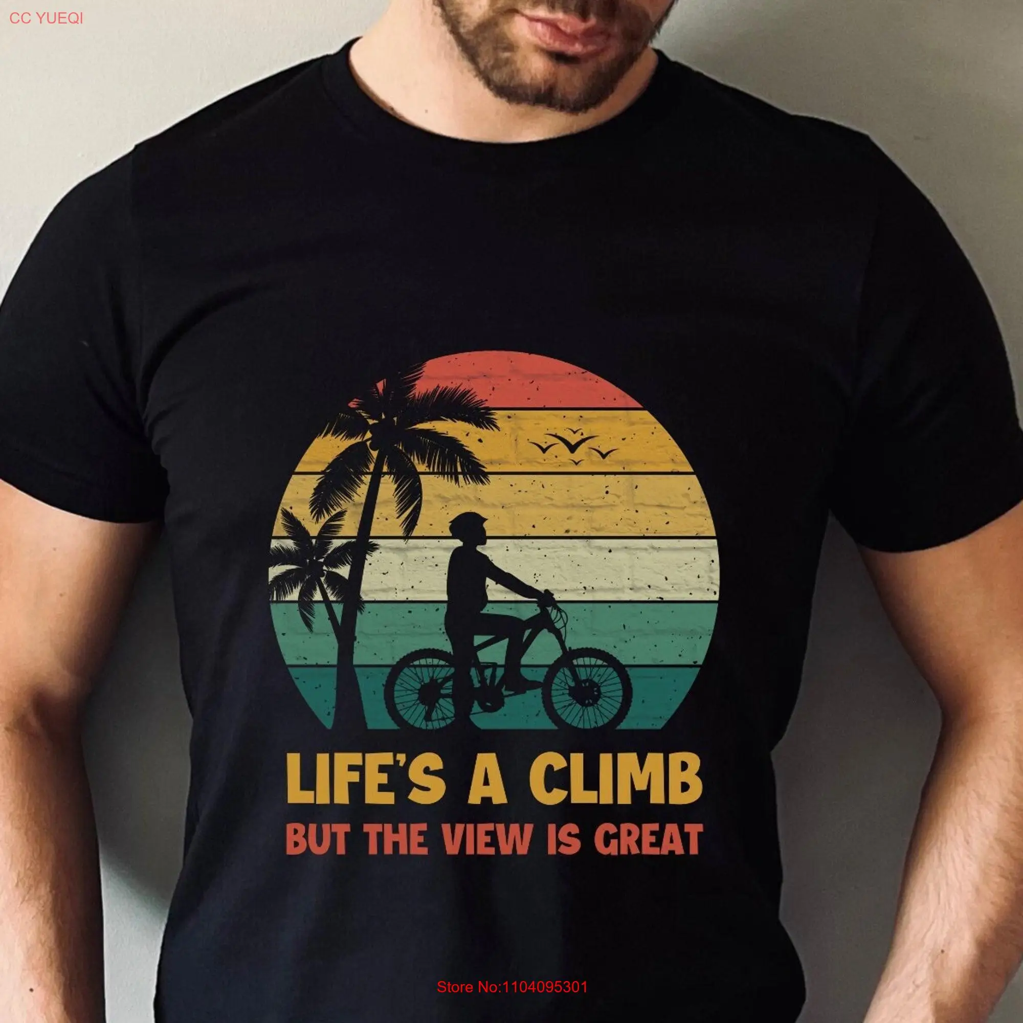 Cycling T Shirt Adventure Life's A Climb But The View Is Great Mountain Bike  long or short sleeves