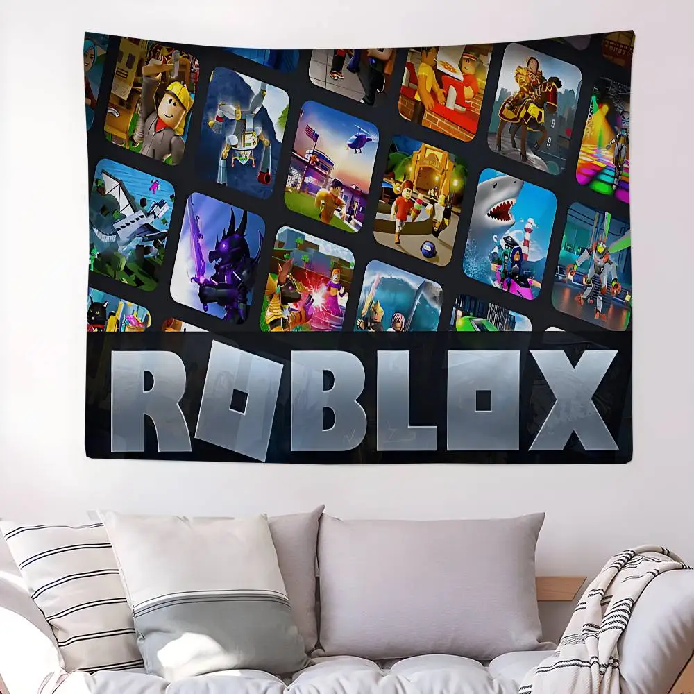 Hot Game-R-Robloxes Cartoon Tapestry Art Science Fiction Room Home Decor Wall Hanging Sheets