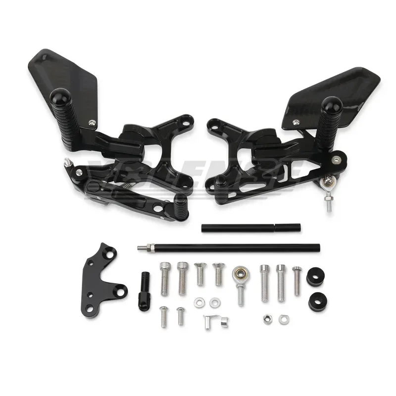 

Motorcycle Carbon Fibre Adjustable Raise Move Back Footrests Rearset Rear Footpeg Foot Rests For ZX6R ZX-6R ZX 6R 2019-2025