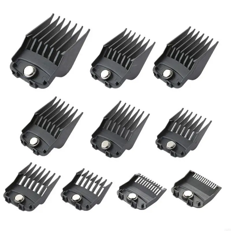 

J6PE 10pcs Hair Combs Guide Plastic Hairs Trimmer Limit Combements Actedments Professional Salon Tool