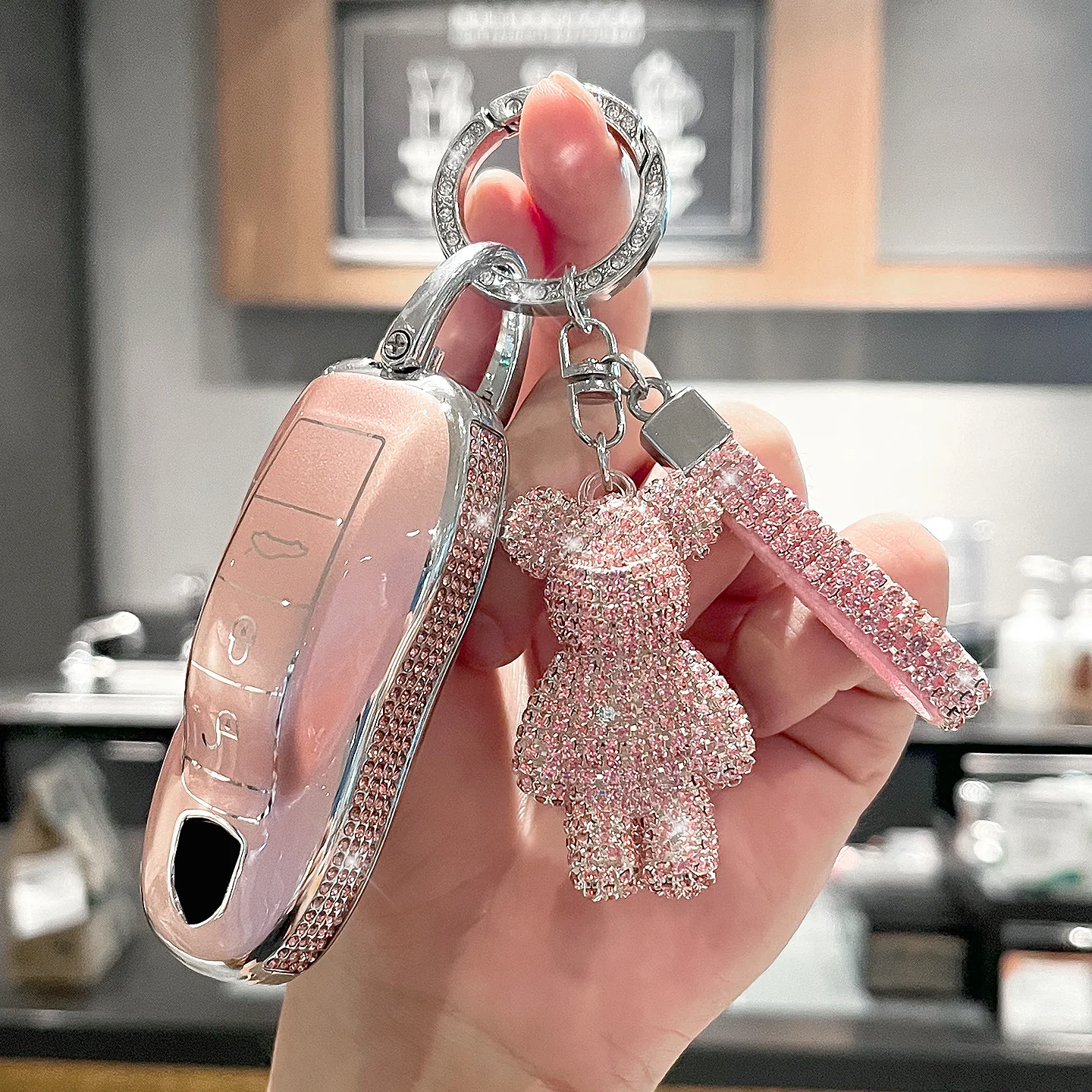 

High End Side Diamonds For Porsche Macan Boxster Cayman Panamera 911 986 987 981 971 Taycan Cayenne Remote Car Key Case Cover