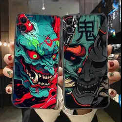 Japan Samurai Oni Mask Phone Case For Apple IPhone 15 13 12 11 14 Pro Max Mini SE X XS  Max 6 6s 8 7 plus Fashion TPU Soft Cover