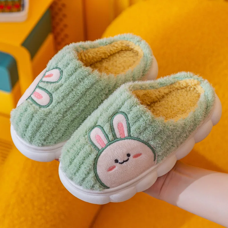 New Winter Kids Cotton Slippers Cute Bear Boy Plush Warm Children Home Shoes Indoor Non-Slip Platform Girls and Boys Footwear