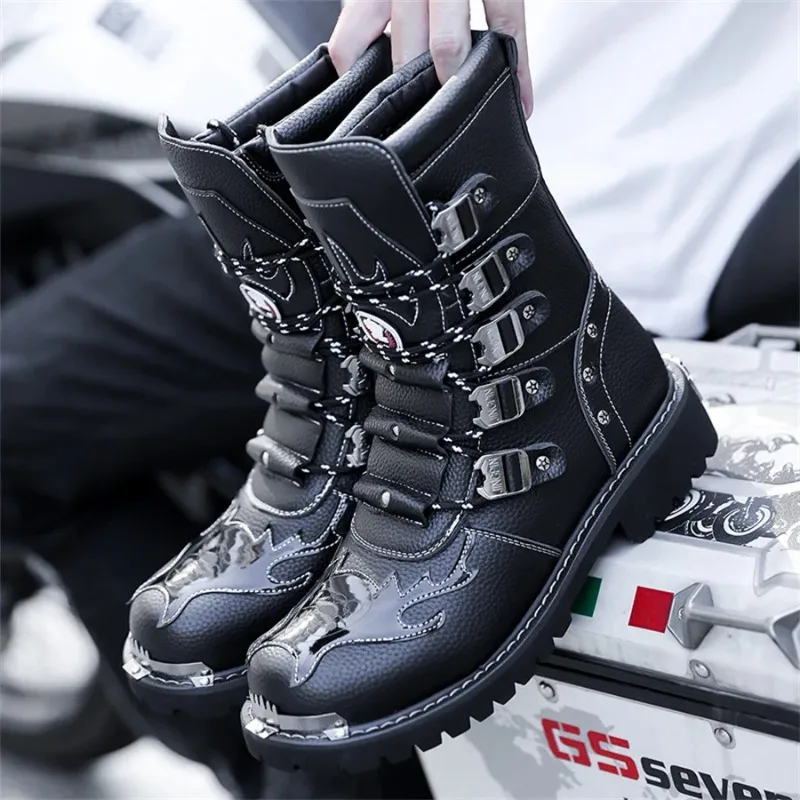 

Men's Motorcycle Boots Outdoor Boots Seasonal Fashion Riding Shoes Trendy and Cool