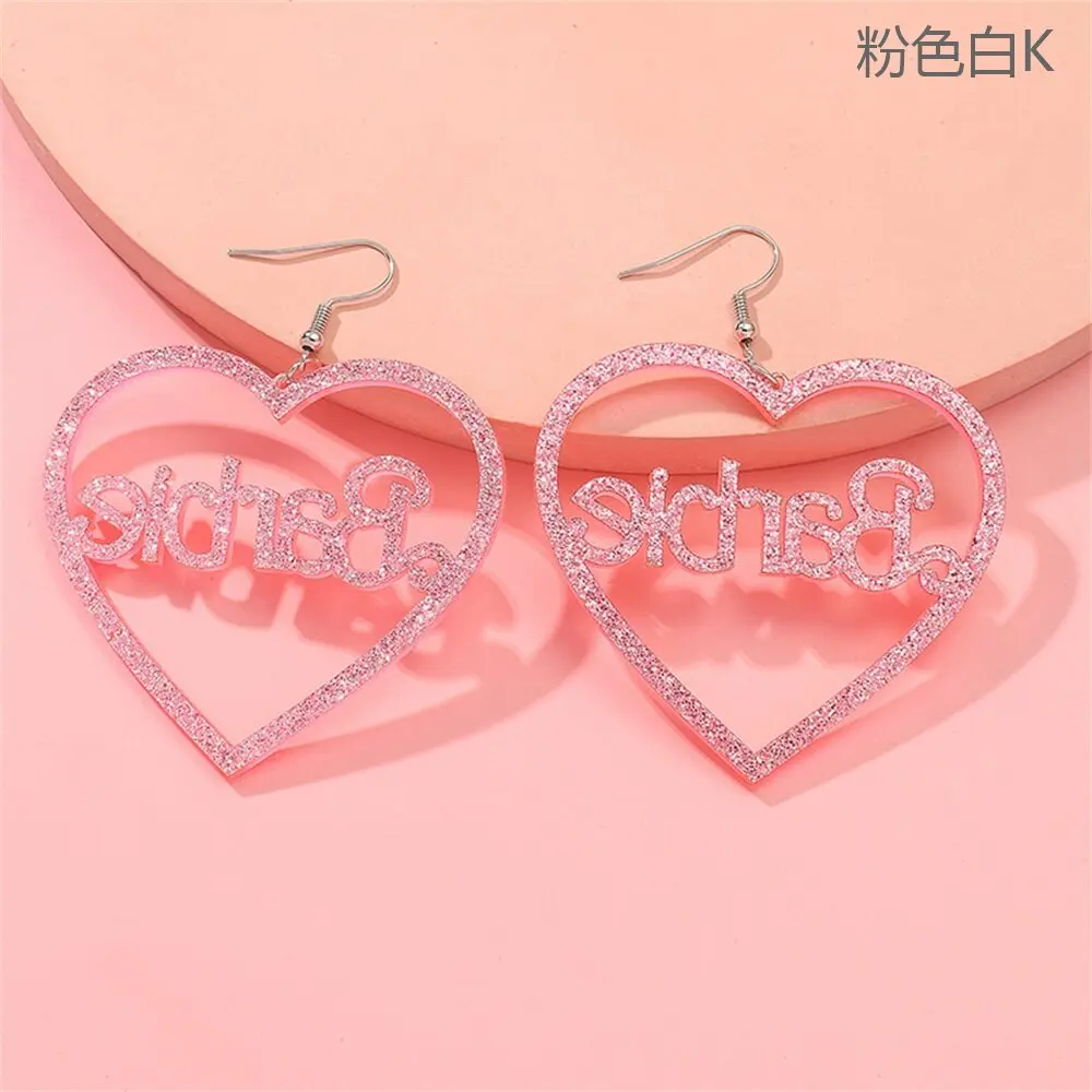 Blink Acrylic Pink Love-shaped Earrings Letter Jewelry Cutie Pendant Clothes Pairing Cosplay Girls Accessories Women Wear