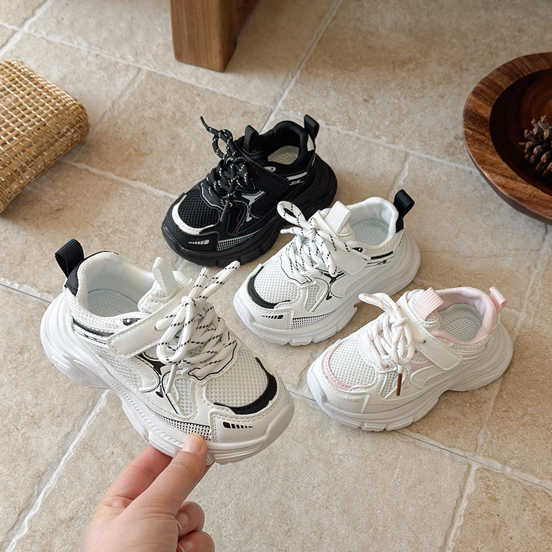 

2026 New Children Basketball Shoes Breathable Girls Fashion Running Sneakers School Non-slip Sole Causal Kids Mesh Sports Shoes