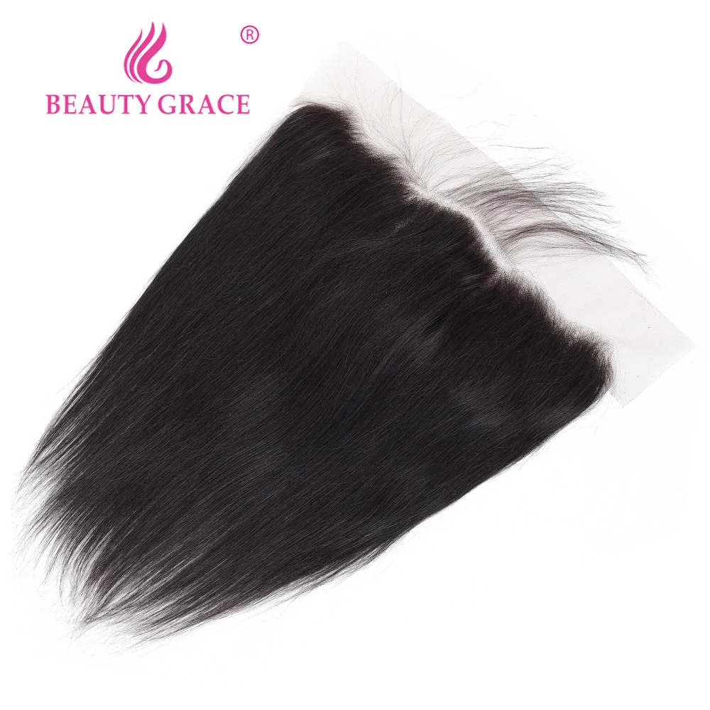 

Beauty Grace Straight 4x4 Lace Closures Only 13x4 Lace Frontal Brazilian Straight Human Hair Pre plucked Natural Color Remy Hair