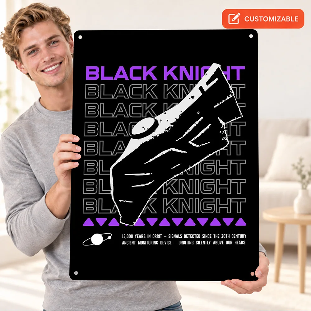 Black Knight Satellite Silhouette Aluminum Poster Customized Metal Sign Graphic Wall Art For Creative Studio, Sci Fi Fan Gift