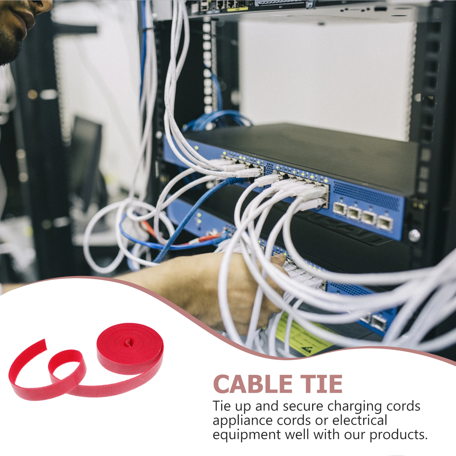 

Cable Ties 3M Reusable Hook Straps Grey Color Easy Fastening Cable Management Cord ganizer for Home Office Use