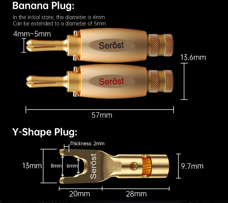 Serost Aurora Hi-END Lautsprecherkabel 6N OCC Graphene Kupfer MPS Arthur mit Bananen- oder Y-Stecker für HiFi-System-Verstärker – Detail 5