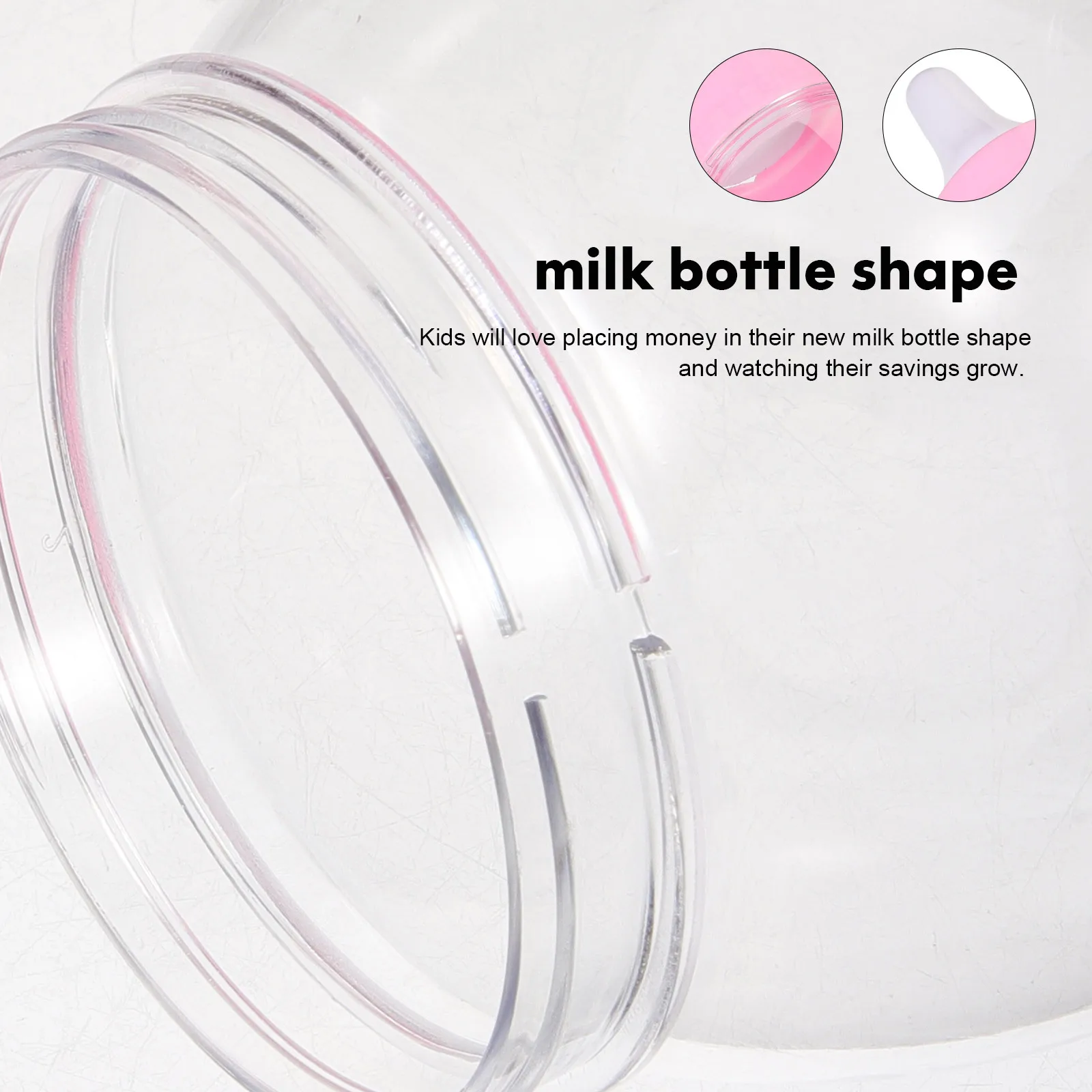 

Pink Bottle Money Box Saving Pot for Cash Bank Storage Desktop Ornament Room Decor Birthday Present