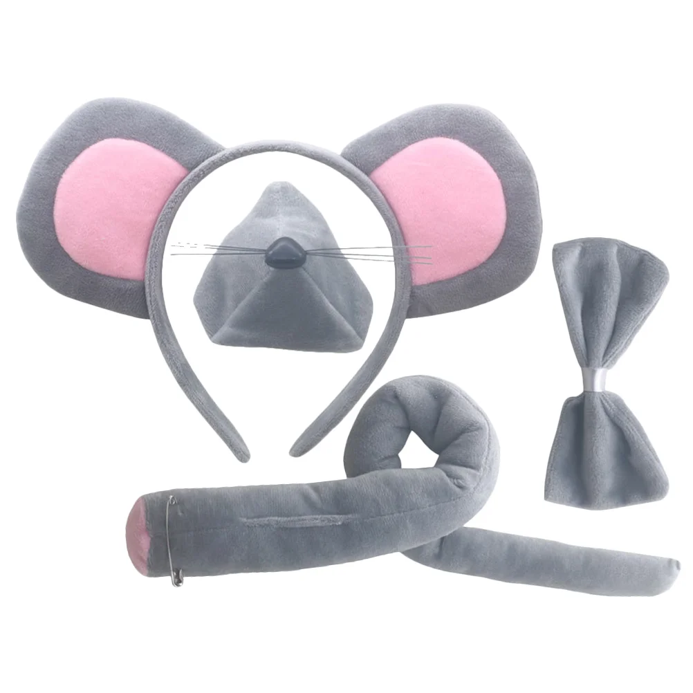 

Cartoon Mouse Headband Ear Ears Grey Bow Ties for Boys Decorative Tail Nose Prom