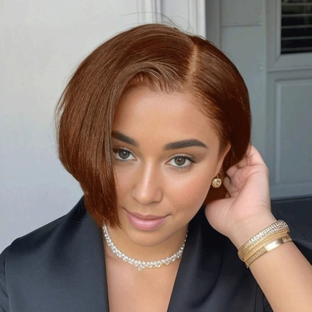 

Бразильские человеческие волосы 13x4 Парик фронта шнурка Пикси Стрижка Боб Стиль Бесклеевые HD Кружева 6 дюймов Прямые 150% Плотность Натуральные волосы и детские H