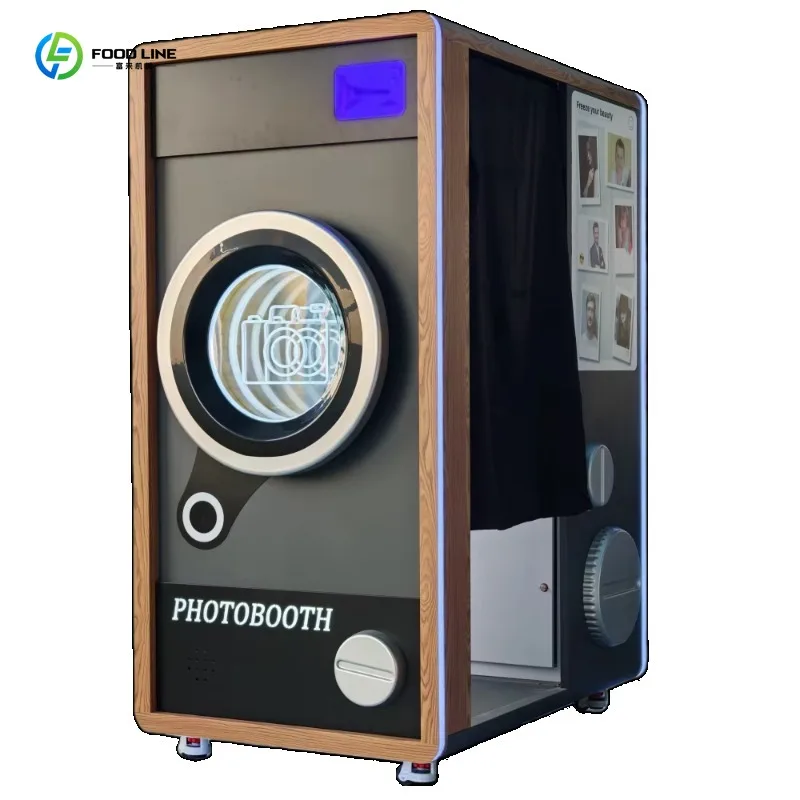 Customized Touch Screen Self-Service Photo Booth Metal Construction SLR Camera Bluetooth QR Code Instant Print Vending Machine