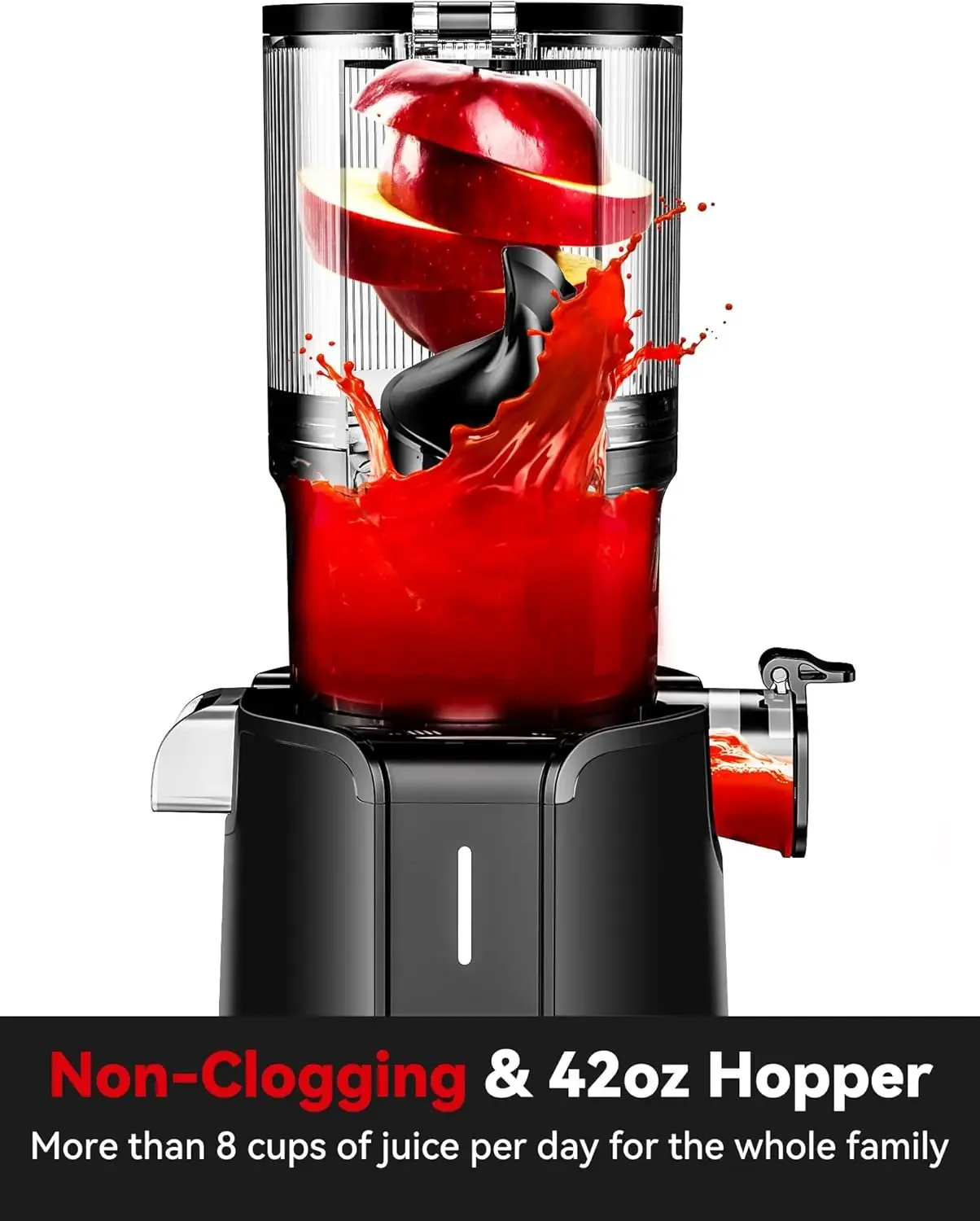 Clear Slow Masticating Juicer Machines, Cold Press Juicer with No-Prep 4.35" Feed Chute Fit Whole Fruits & Vegetables Juicer Mac