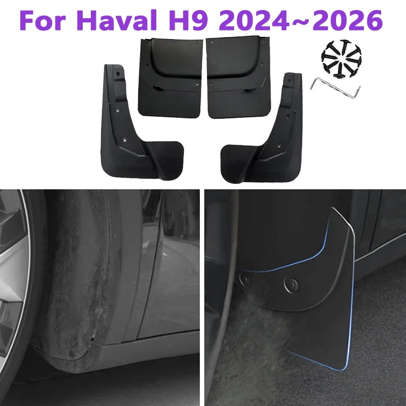 

For GWM Haval H9 2025 2026 2024 Car Mudguards Mudflaps Splash Splash-proof Mud Guards Flaps Front Rear Wheel Fender Accessories