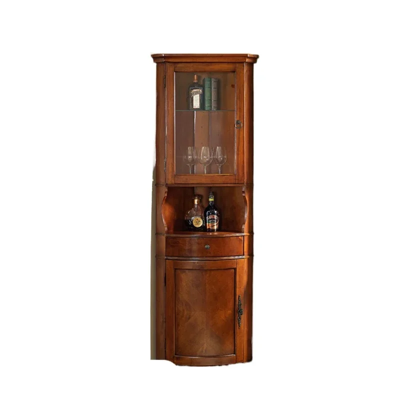 American Corner Cabinet Living Room Solid Wood High Corner Cabinet Storage Wine Cabinet Triangle Storage Standing