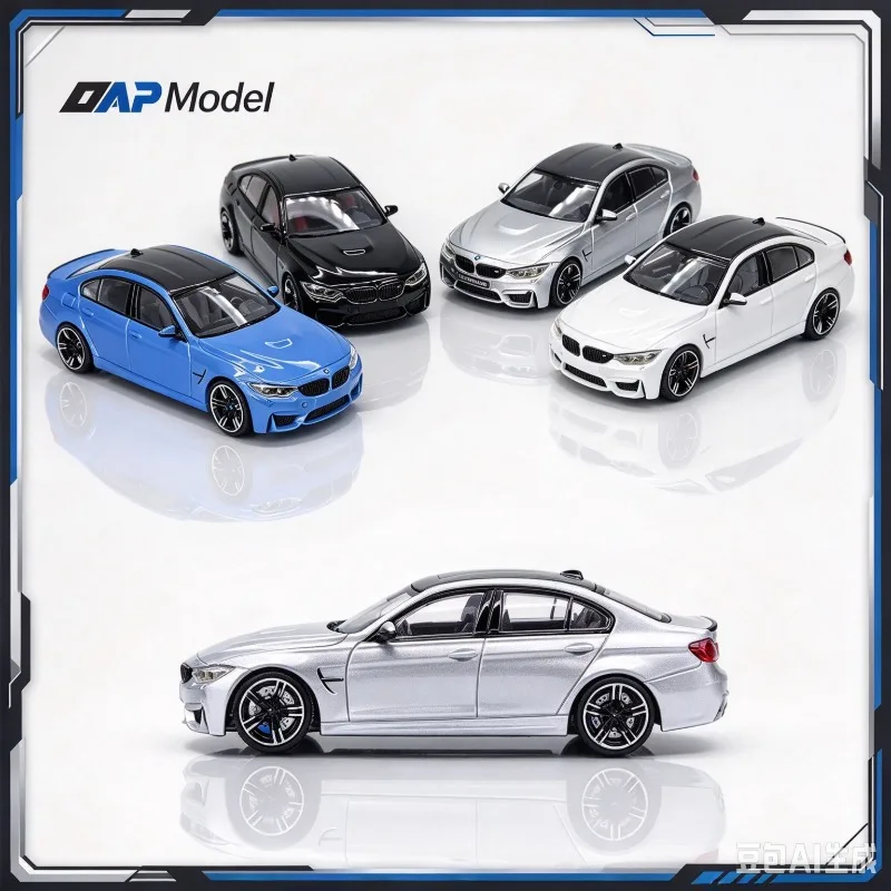 DAP Model 1:64 BMW M3 F80 M4 F82 four door coupe M-series alloy die-casting model, small proportion ornaments,Popular styles.