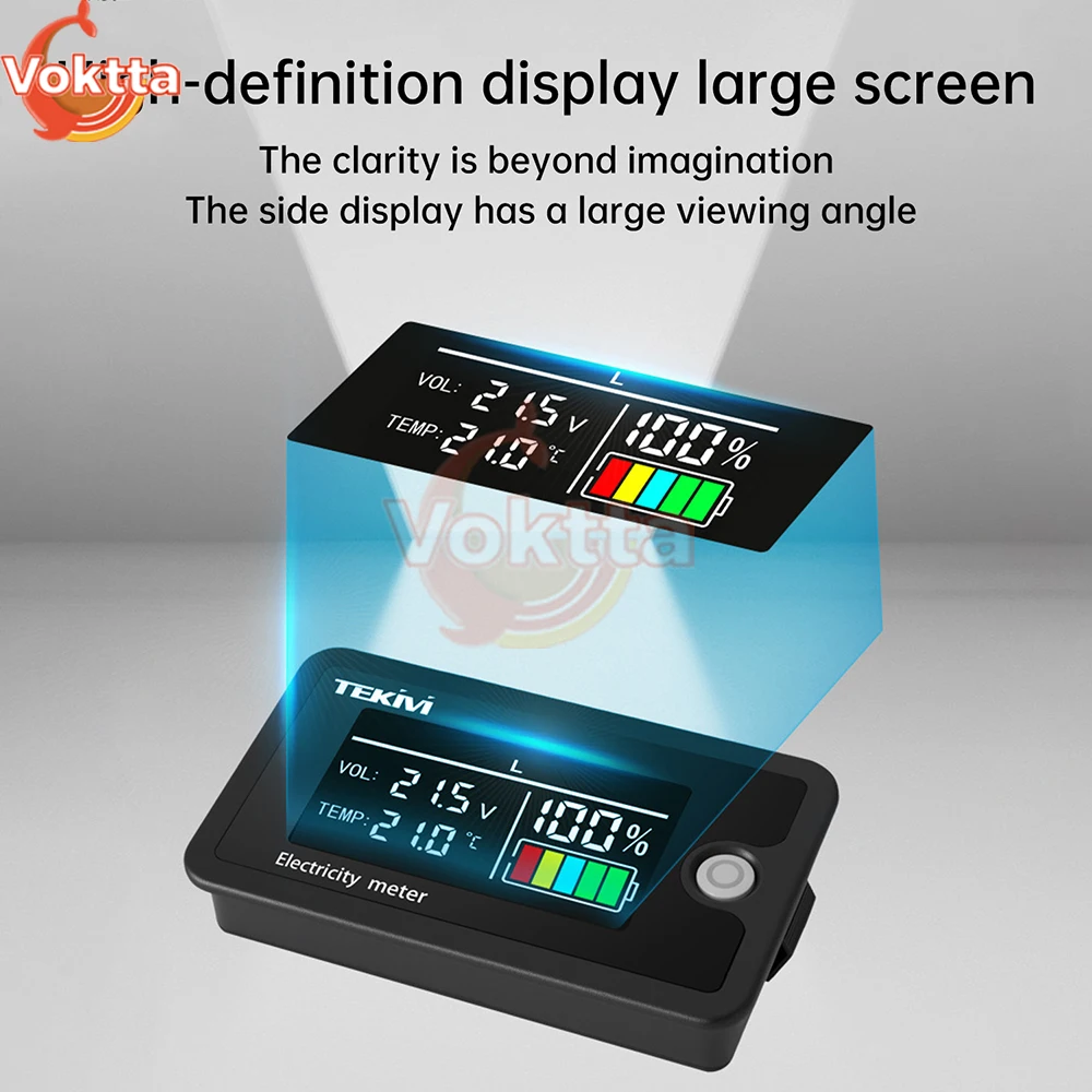 تيار مستمر 8-100 فولت LCD الجهد الرقمي السلطة متر الثلاثي/ليثيوم الحديد/حماض قدرة البطارية مؤشر الفولتميتر مع إنذار درجة الحرارة