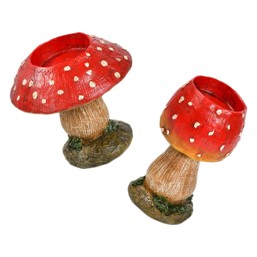 

2Pcs Resin Mushroom Holder Tabletop Votive Candlestick Decorative Accent for Home Party Banquet Candlestick