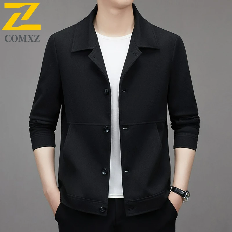 COMXZ Luxurious Jacket Men New Casual Notch Lapel Outdoor Working Thickened Coat Trendy Daily Wear Windproof  Autumn Outerwear