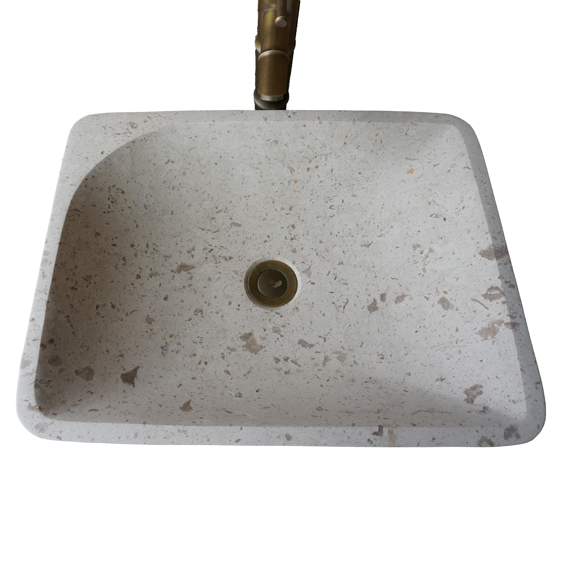 حوض غسيل رخامي بنمط بقعة مستطيلة باللون الأبيض الطبيعي، حوض حديقة المزرعة الجانبية