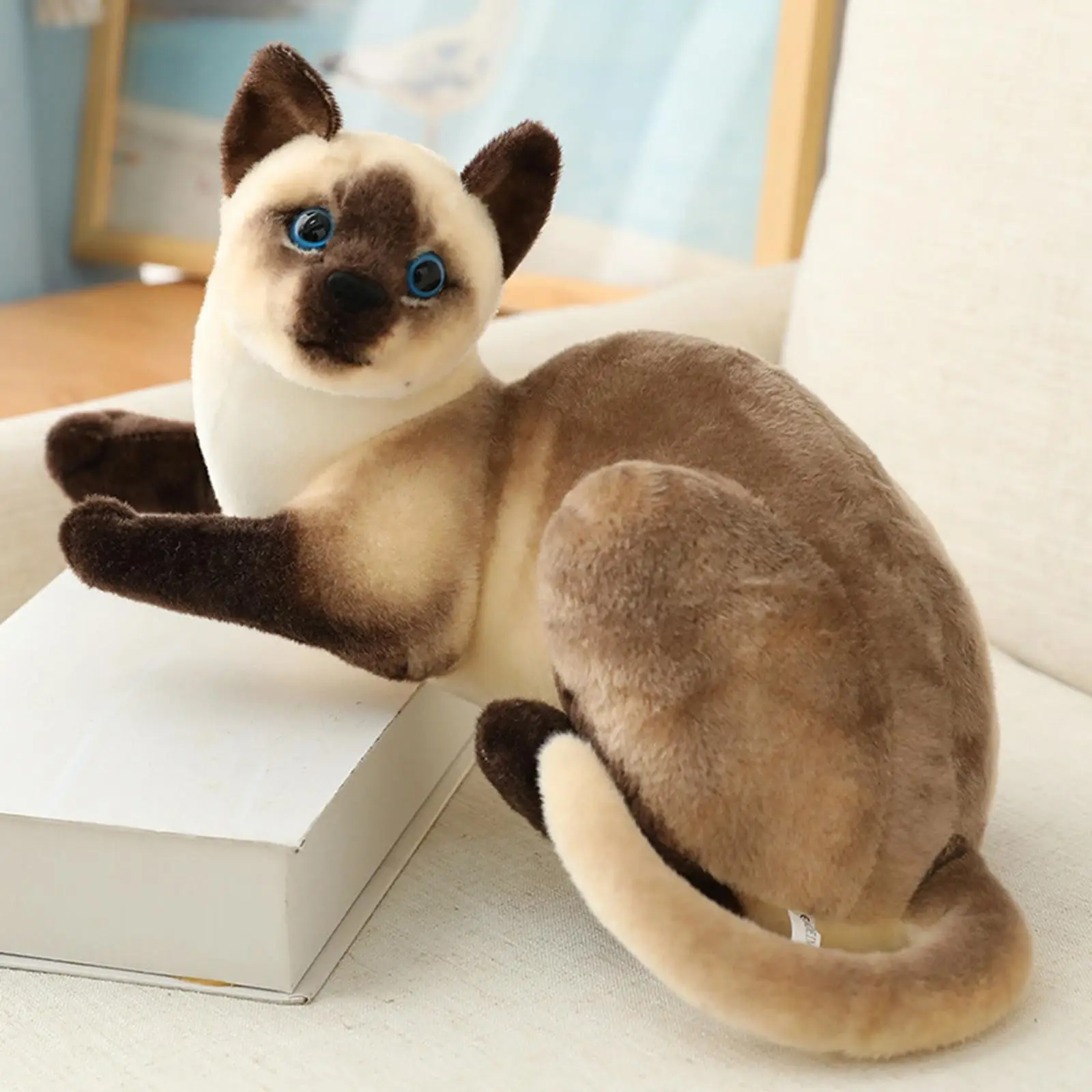 Simulation Siamese Cats Animal Plush Padding Stuffed for Birthday Gift , StyleB