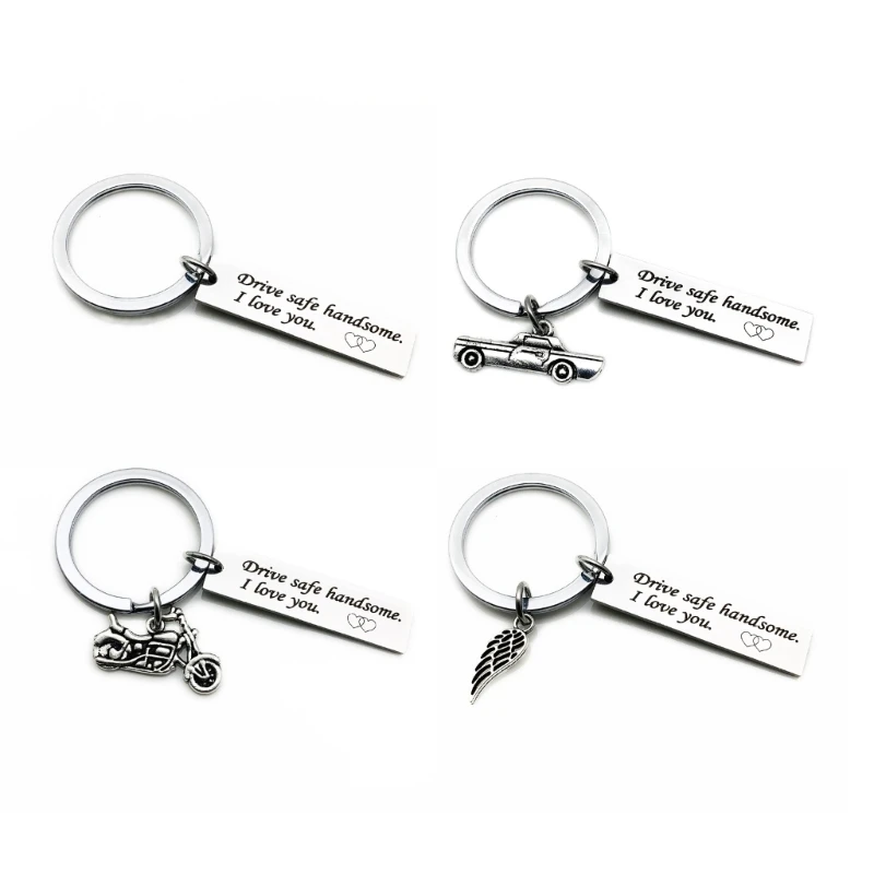 D5BE Steel Drive Safe Keychain Engraved Message Plate for Daily Carry, Driver Gift Accessory with Keychain Loop for Car Owners