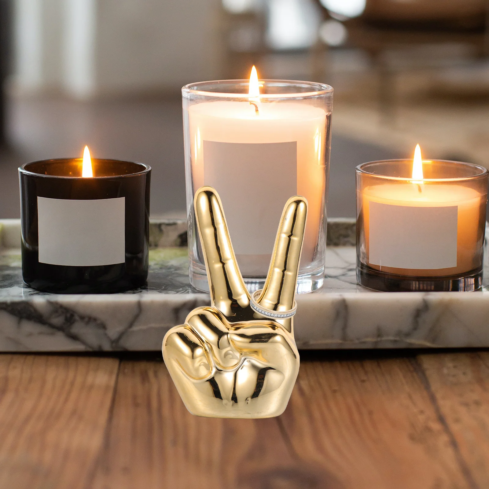 2Pcs Ceramic Finger Gesture Rings Stand Unique Display Organizer Ring Holder for Boutique Jewelry Ring Holder Rings Organizer