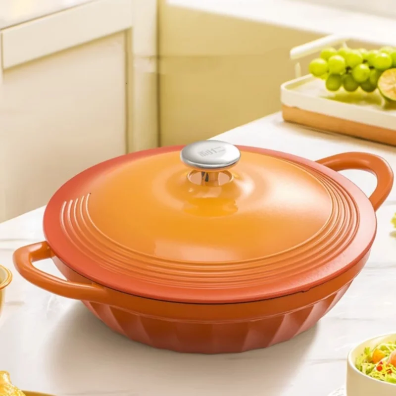 Ollas para sopa y Stock, olla esmaltada de hierro fundido, olla para estofado, olla para mariscos, Wok para el hogar, estofado, Cocina de Inducción antiadherente, Gas Universal