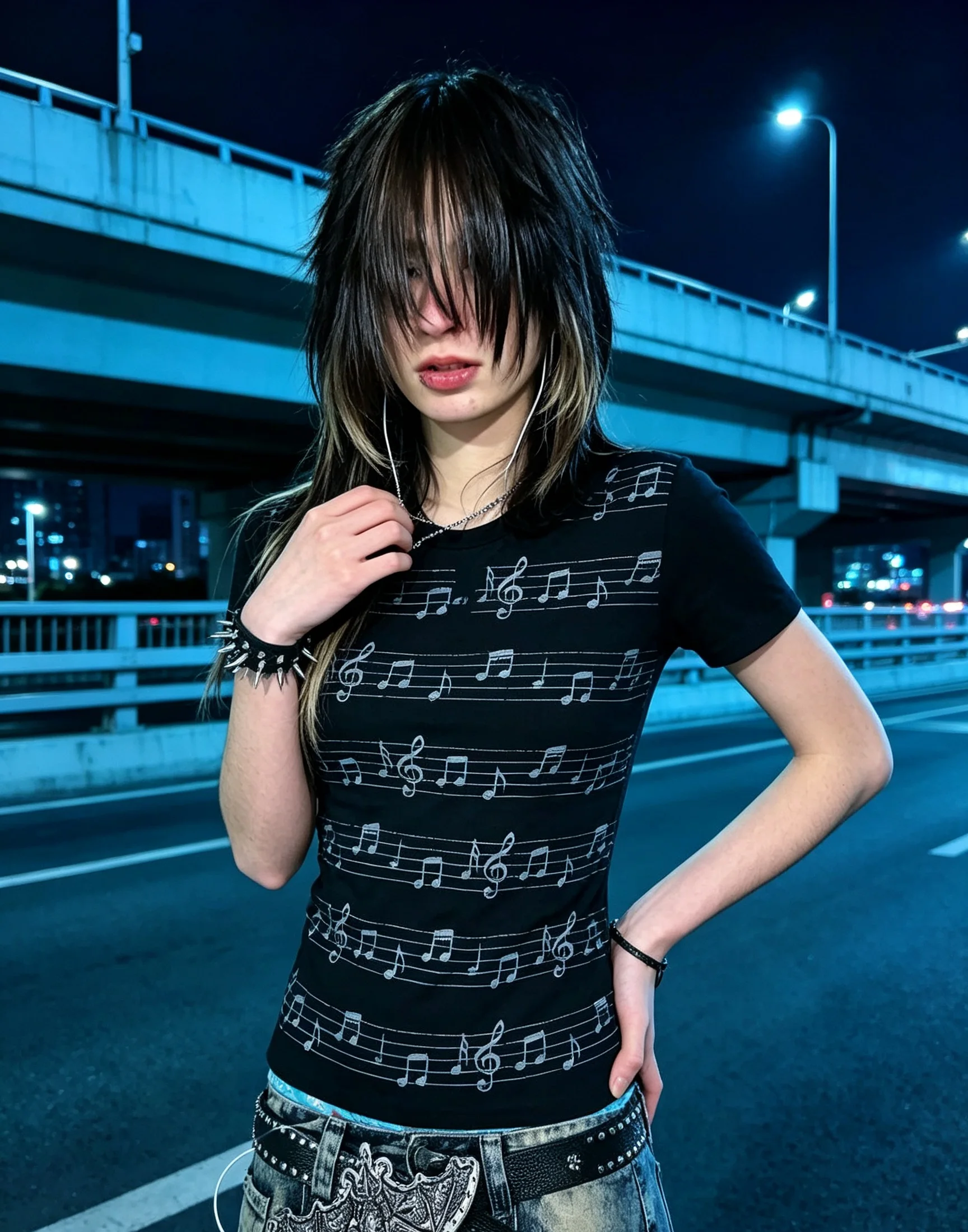 Emo Music Note Print Short Sleeve Polo Shirt Men Y2K Gothic Slim Fit Vintage Striped Punk Streetwear Top view 3