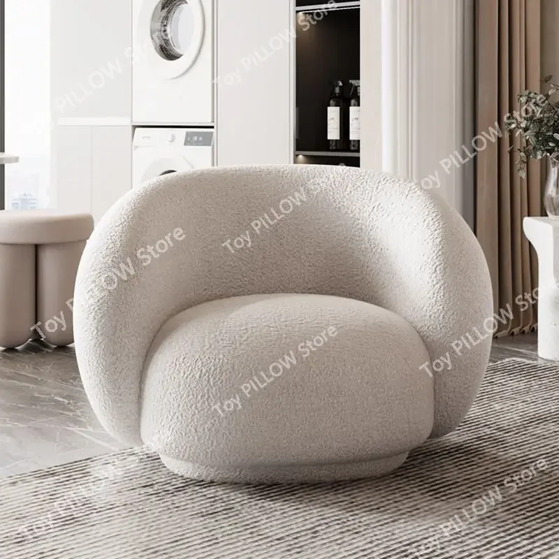 Simple single sofa chair designer light luxury living room balcony leisure  household lamb velvet small snail  s