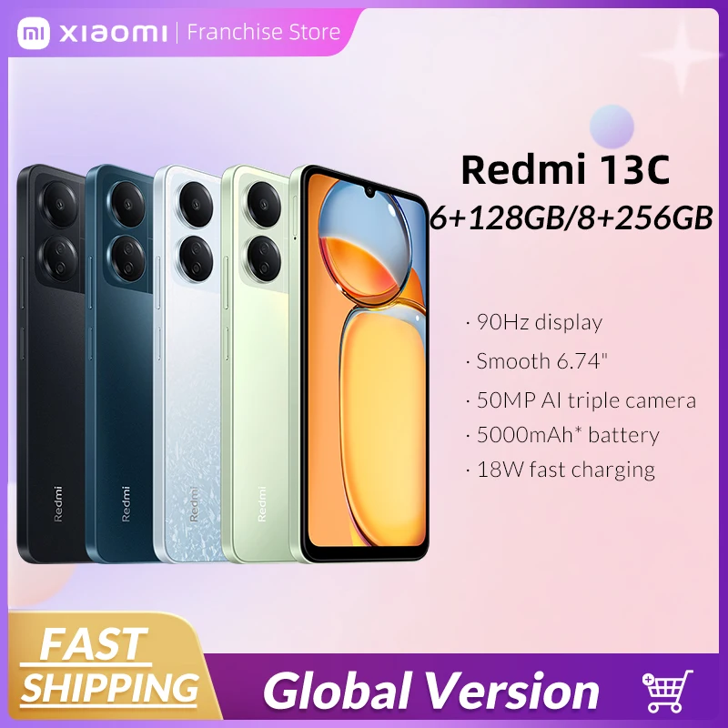 Смартфон Xiaomi Redmi 13C MIUI 14, восемь ядер, экран 5000 дюйма, 6,74 мАч