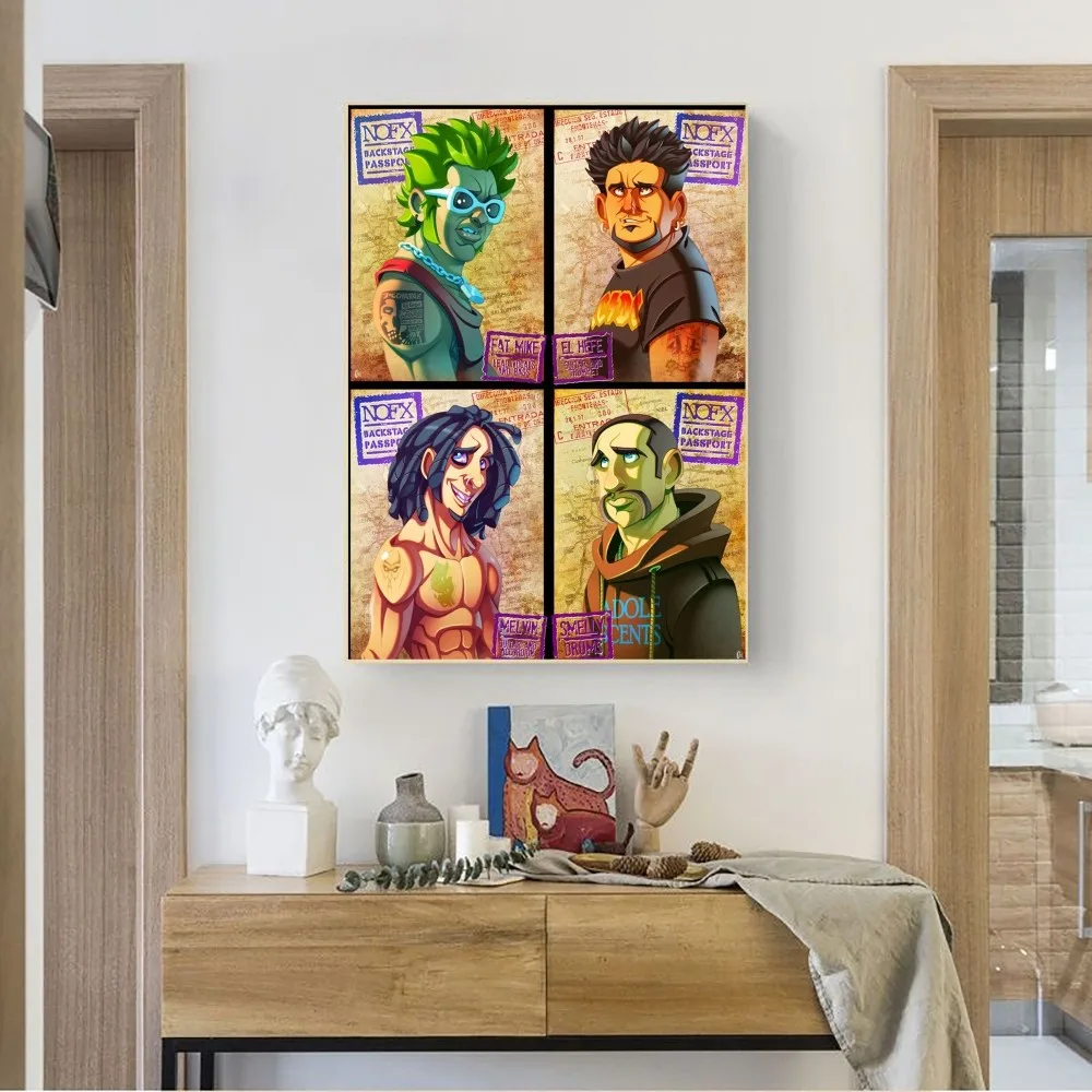 NOFX Poster Painting Poster No Framed Poster Kraft Club Bar Paper Vintage Poster Wall Art Painting Bedroom Study Stickers