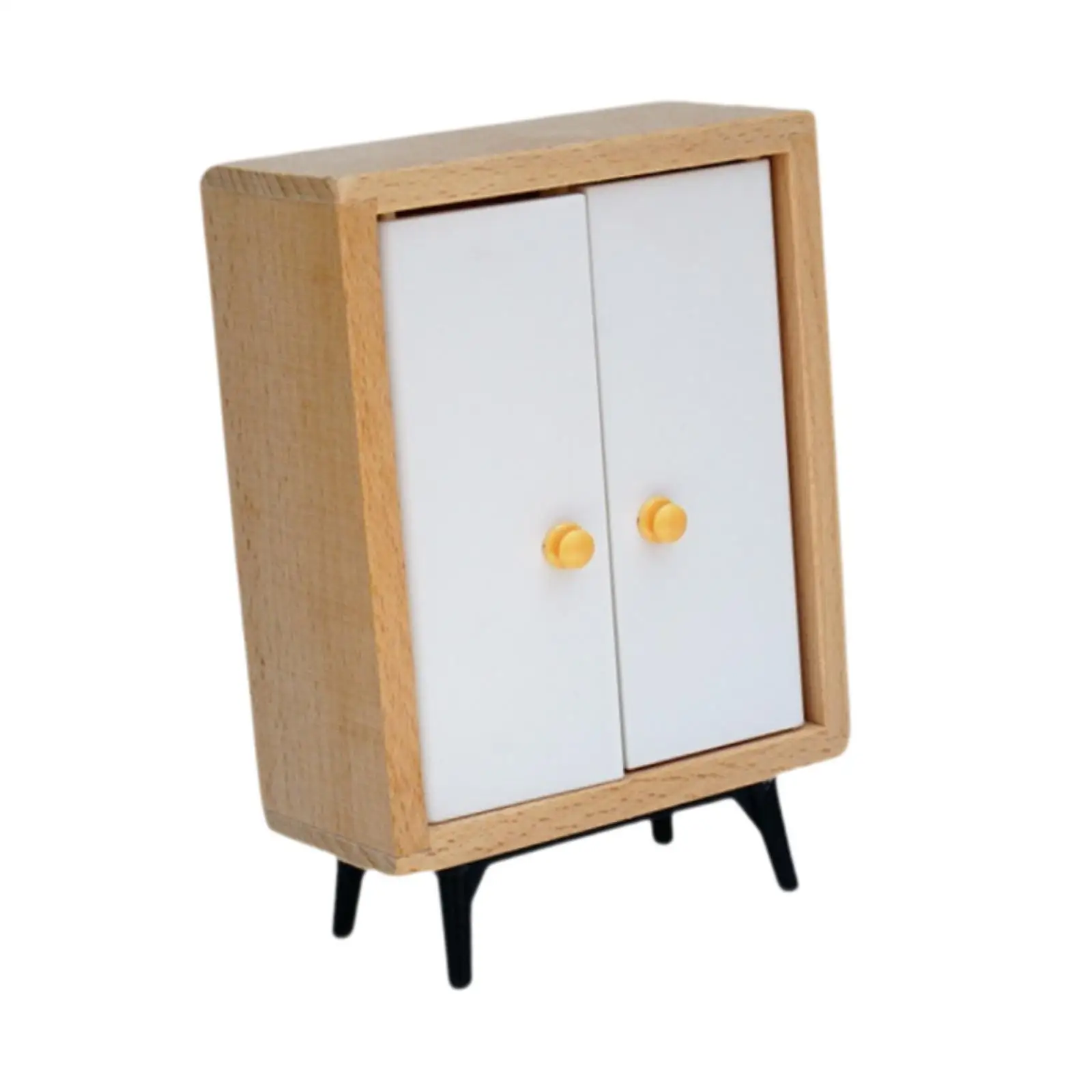 1/12 Dollhouse Wardrobe Mini Bedroom Cabinet Educational Toy Microscale Cupboard