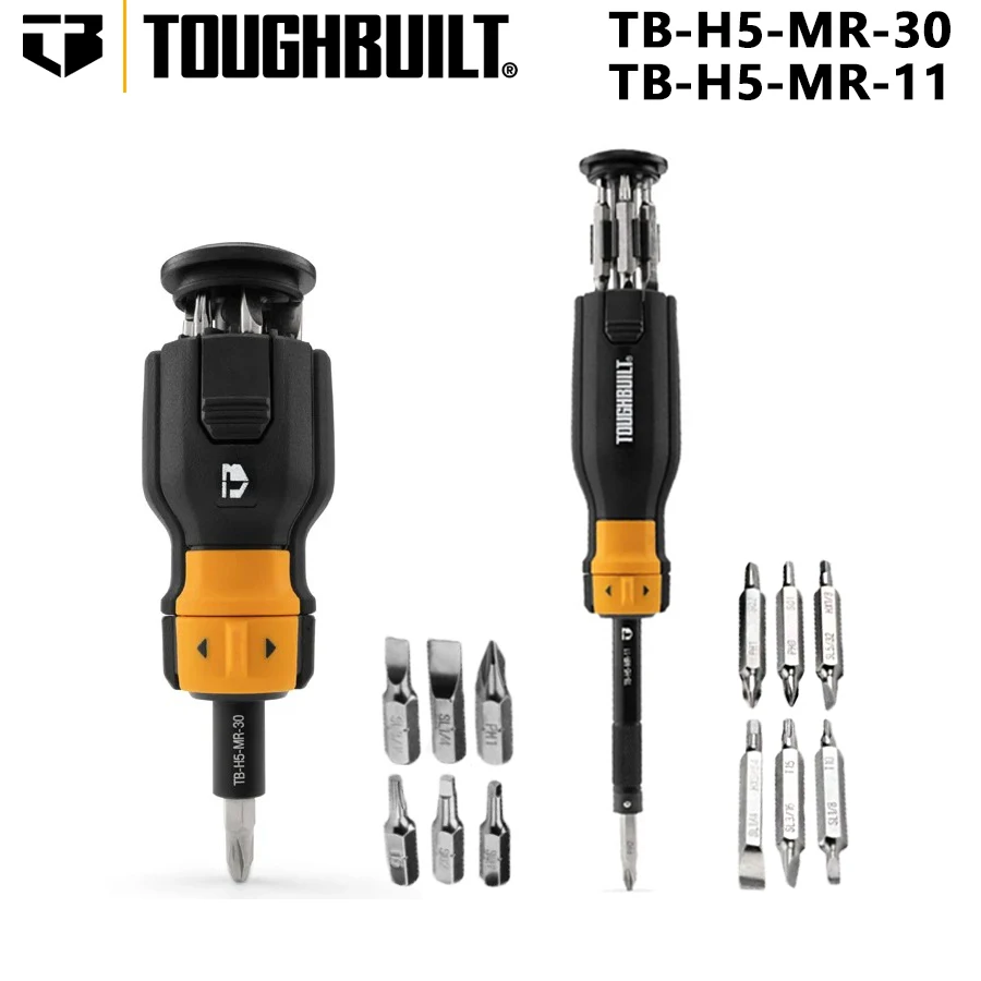 TOUGHBUILT TB-H5-MR-11 TB-H5-MR-30 7/14 비트 드라이버 래칫 스크루드라이버 세트, S2 스틸로 만든 수공구