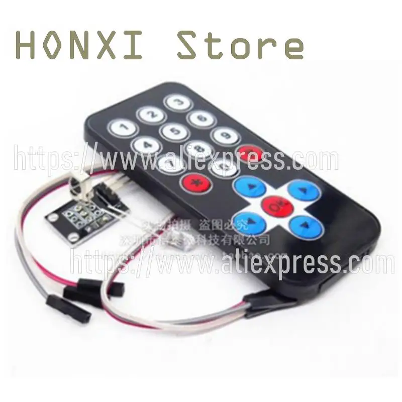 1 buah modul remote control nirkabel inframerah HX1838 (+ pelat penerima kendali jarak jauh)