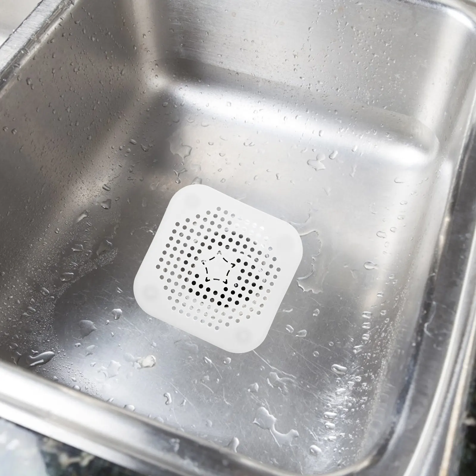 4Pcs Kitchen Sink Drain Silicone Strainer Square Floor Hair Catcher Covers Bathroom Floor Drain Filter Non-Clogging