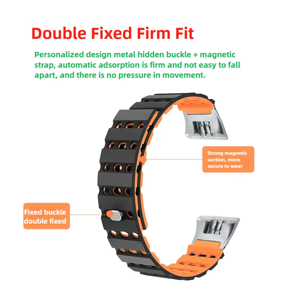 حزام مغناطيسي للحفاظ على الفرقة 3 سوار سريع الإصدار بفتحات هوائية قابلة للتنفس وقابلة للغسل من السيليكون سوار ساعة ذكية رياضي للرجال والنساء