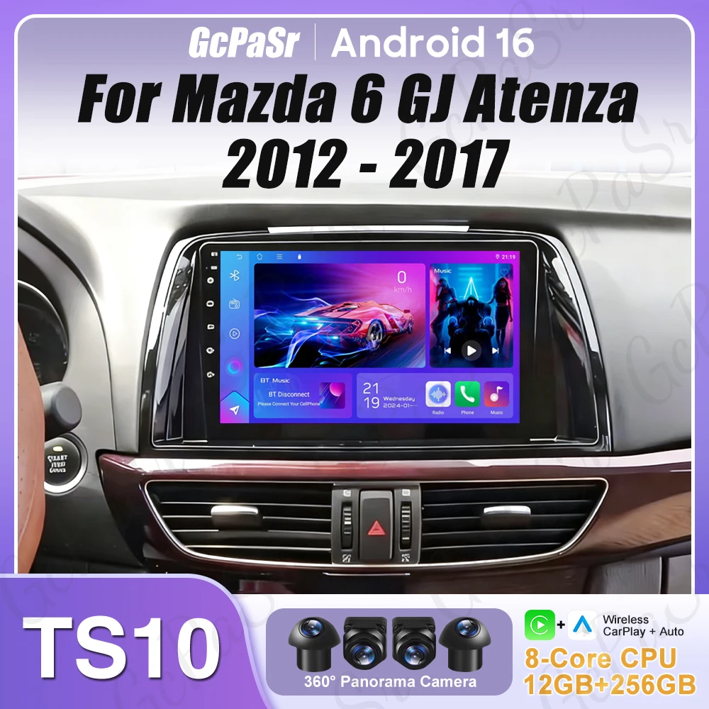 

Carplay For Mazda 6 GJ Atenza 2012 2013 2014 2015 2016 2017 Android Auto Video Car Radio GPS Navigation Car Monitor Display DVD