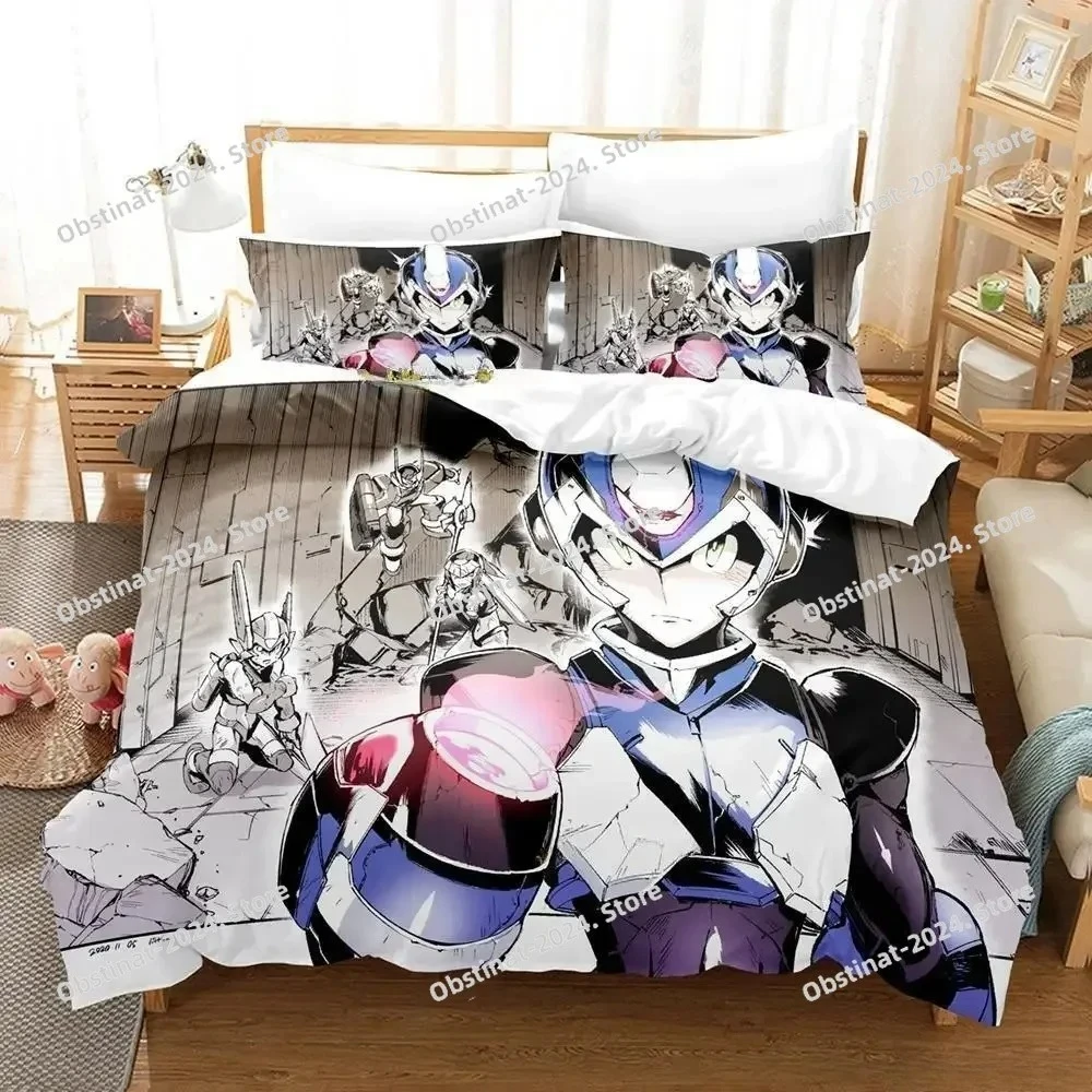 

Mega Man X DiVE Bedding Set Printed Duvet Cover Sheet Pillowcase Bed Soft Quilt Cover Full Queen King Size Anime Bed Sheet Set