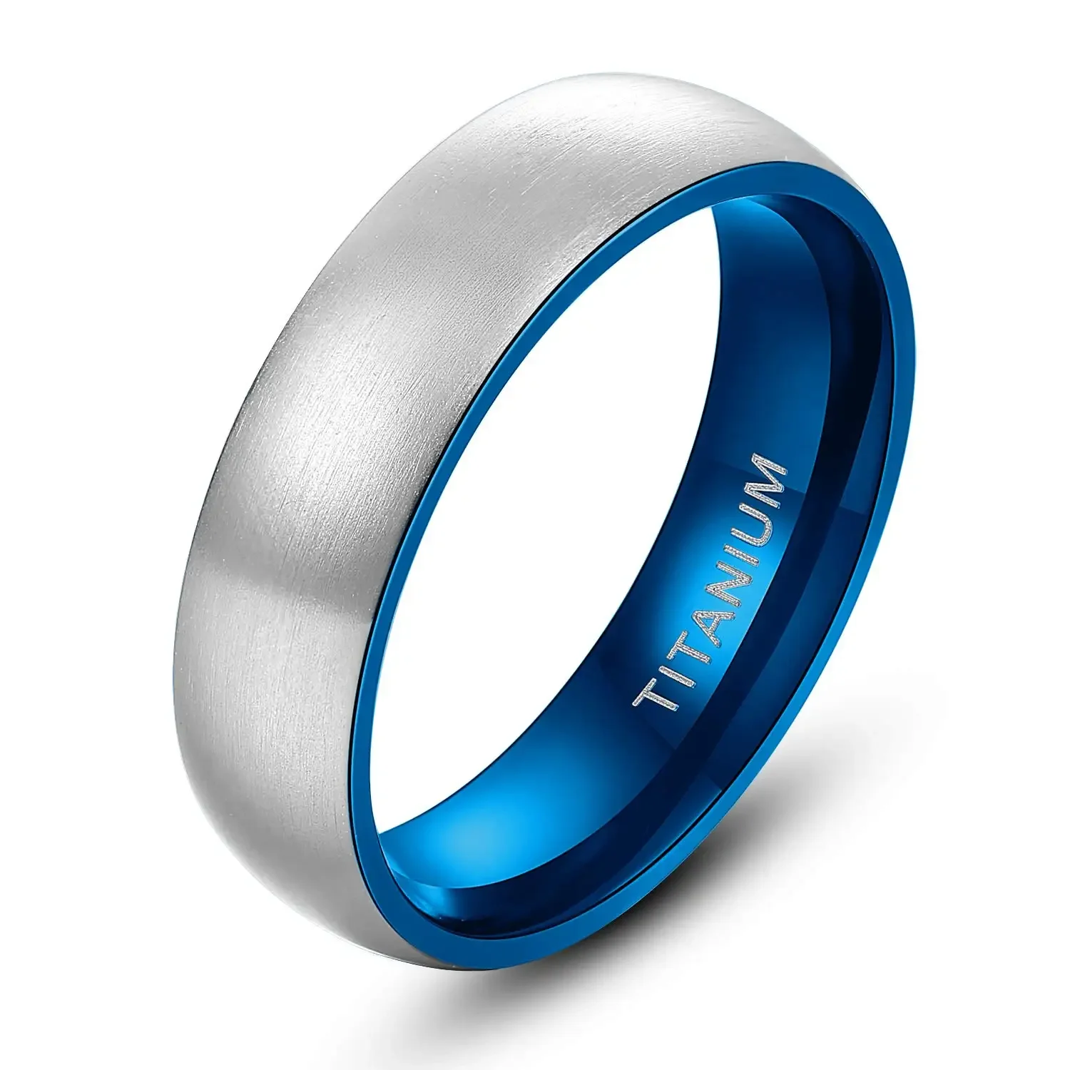 Kolmnsta Titanium Ring For Man Silver Color 6mm Wide Black, Blue Inside Unisex Wedding Engagement Band Female Male anillo hombre