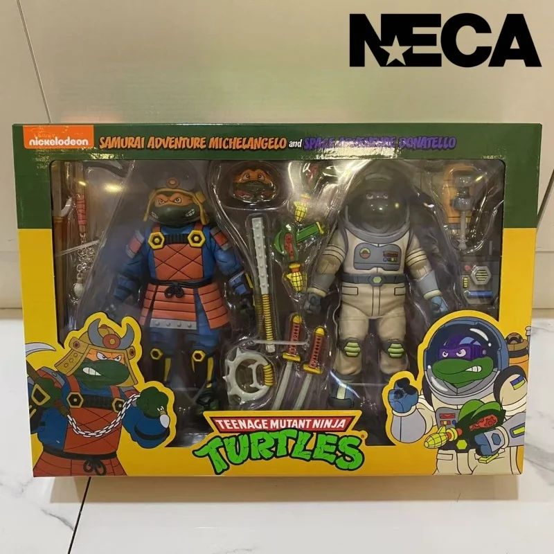 Authentic Neca 54345 Ninja Turtles Tmnt Warrior Turtles Vs Space Turtles 7-Inch Action Figure Collection Model Toy