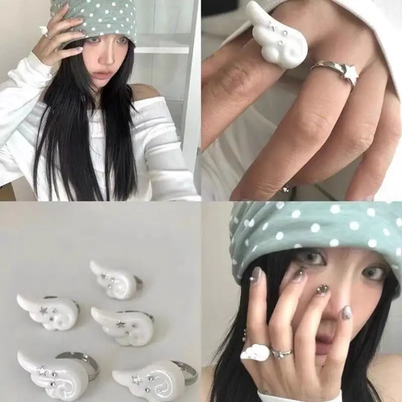 2025 Novas 2 peças estrela e anjo anéis