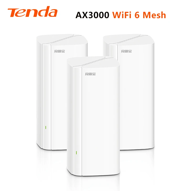 Tenda 3-Pack AX3000 Wi-Fi 6 Gigabit Mesh Router Hearty Whole Home  2.4G+5G IPv6 IPTV English App