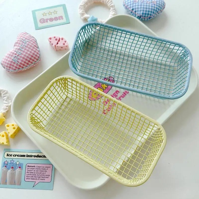 بسيطة صرخة الحديد الفن سلة التخزين مكتب سطح المكتب عناصر متنوعة المنظم صندوق الكورية Sle لون نقي سلة التخزين المنزل