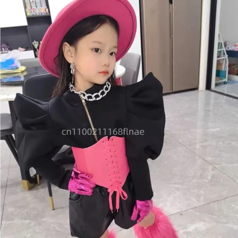 الفتيات رقص الجاز مشرق اللون زي T-المرحلة الراقية المرحلة زي الأطفال شارع الرقص الجاز ملابس رقص الاتجاه