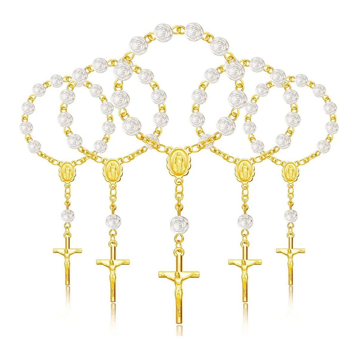 ลูกประคำอะคริลิค tasbih Rosario ลูกประคำขนาดเล็ก30ชิ้นพร้อมไม้กางเขนสำหรับของขวัญปาร์ตี้ศีลมหาสนิทครั้งแรก