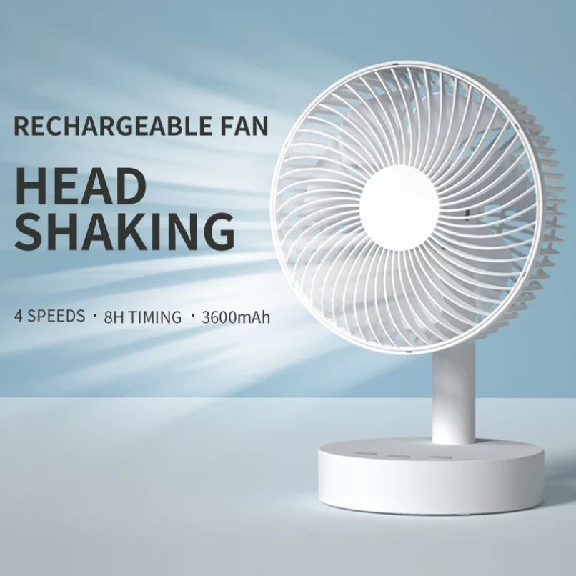 

3600mAh USB Desk Fan 4 Speed Adjustable Desktop Table Fan with Strong Wind Quiet Operation Kipas USB Oscillating Fan
